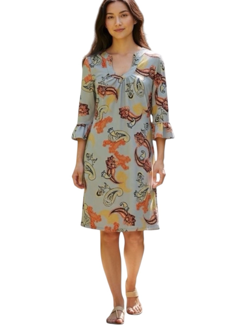 Anthropologie Aryeh Gray Orange Dress NWOT Size S Bohemian